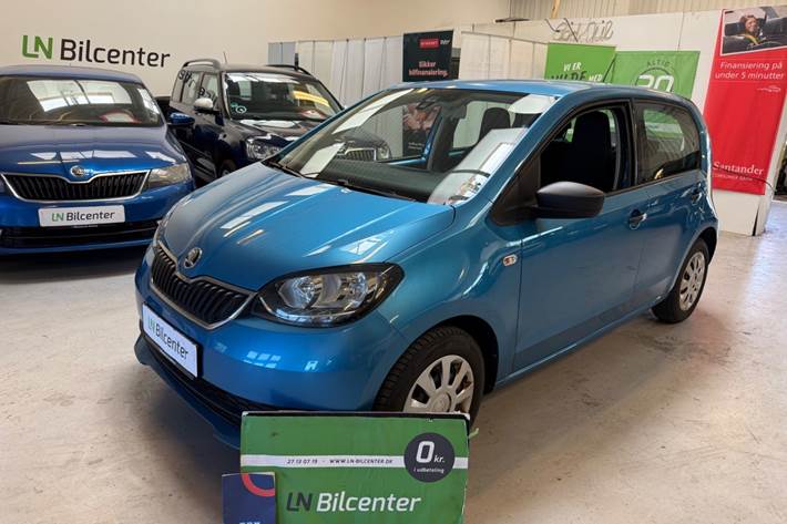 Blå Skoda Citigo fra 2019 set udefra