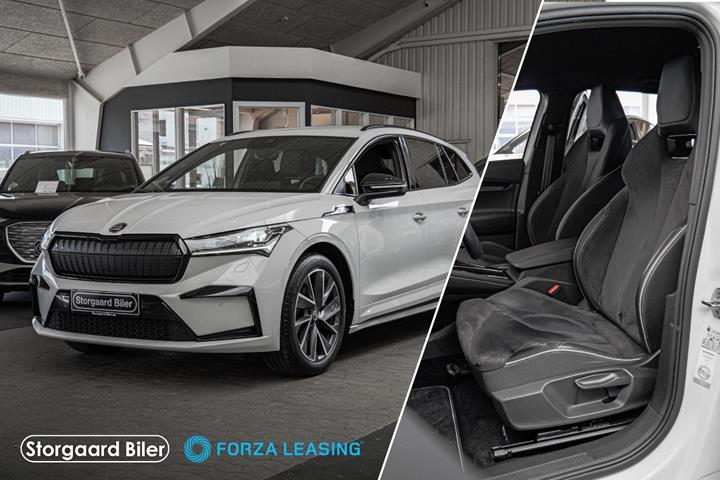 Hvid Skoda Enyaq fra 2023 set udefra