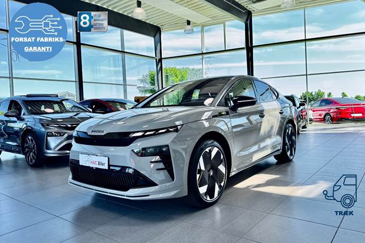 Grå Skoda Enyaq fra 2026 set udefra
