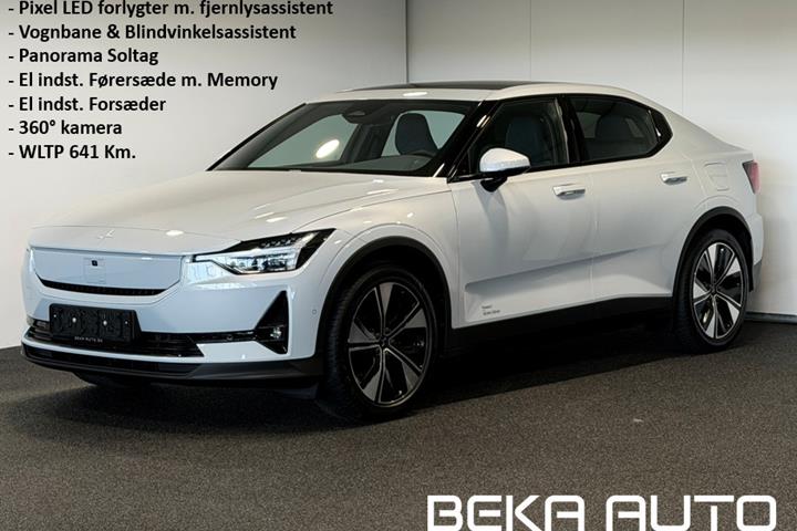 Grå Polestar 2 fra 2024 set udefra