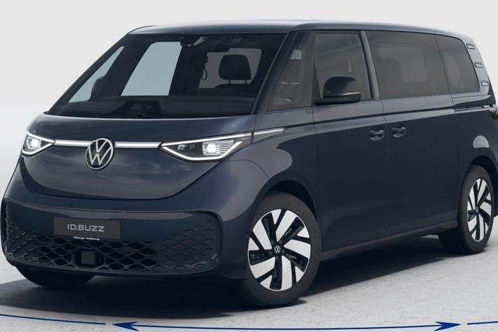 Blå VW ID.Buzz fra 2026 set udefra