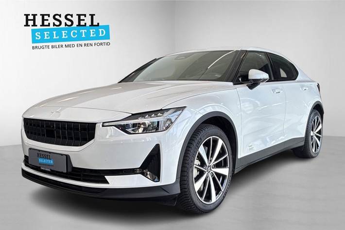 Hvid Polestar 2 fra 2023 set udefra
