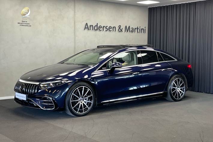 Blå Mercedes EQS 580 fra 2022