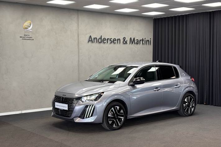 Grå Peugeot e-208 fra 2025