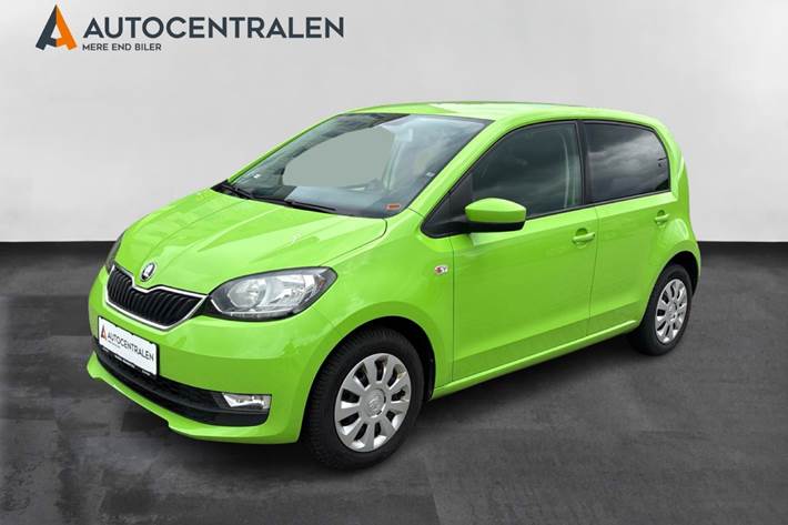Grøn Skoda Citigo fra 2019 set udefra