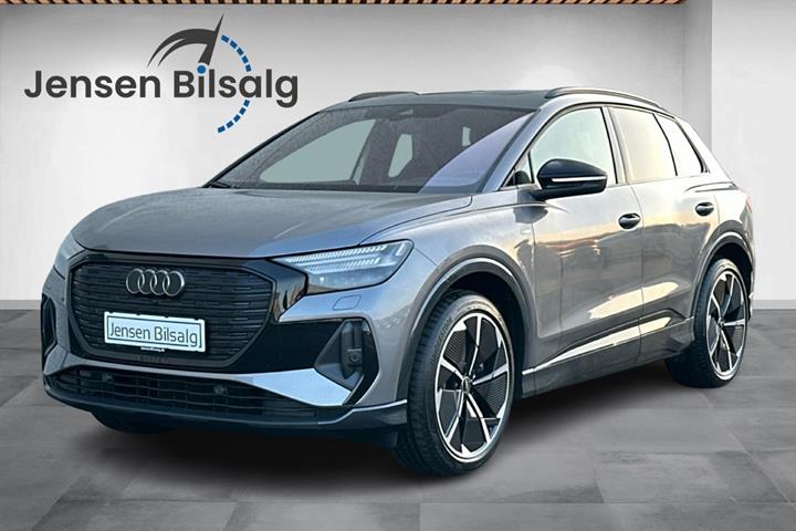 Grå Audi Q4 e-tron fra 2024 set udefra