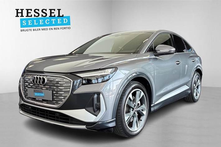 Grå Audi Q4 e-tron fra 2025 set udefra