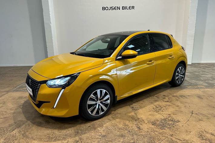 Gul Peugeot 208 fra 2020 set udefra
