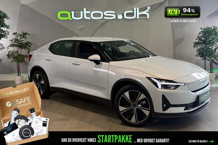 Hvid Polestar 2 fra 2024 set udefra