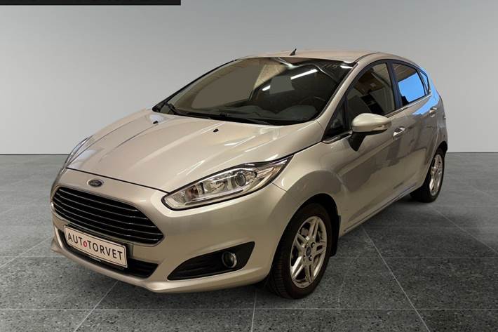 Sølv Ford Fiesta fra 2014 set udefra