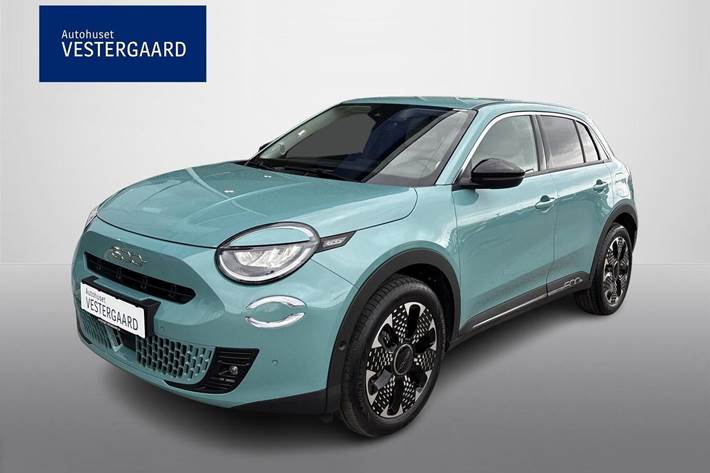 Blå Fiat 600e fra 2025 set udefra