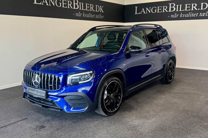Blå Mercedes GLB35 fra 2021