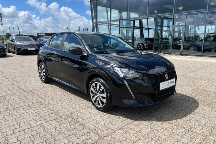 Sort Peugeot e-208 fra 2022 set udefra