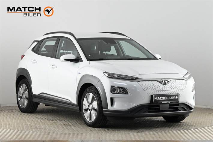Hvid Hyundai Kona fra 2020 set udefra