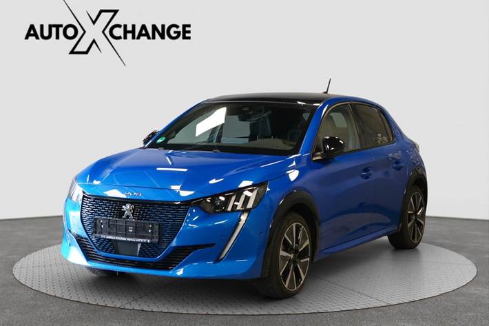 Blå Peugeot e-208 fra 2021