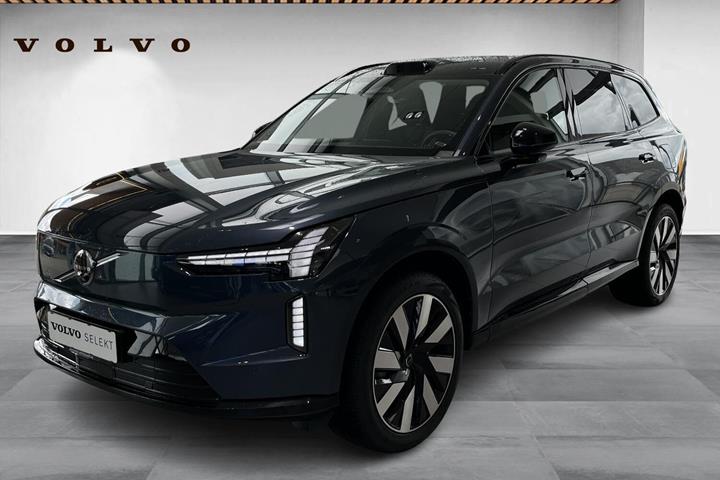 Blå Volvo EX90 fra 2025 set udefra