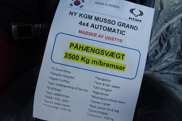 Sort KGM Musso Grand fra 2025