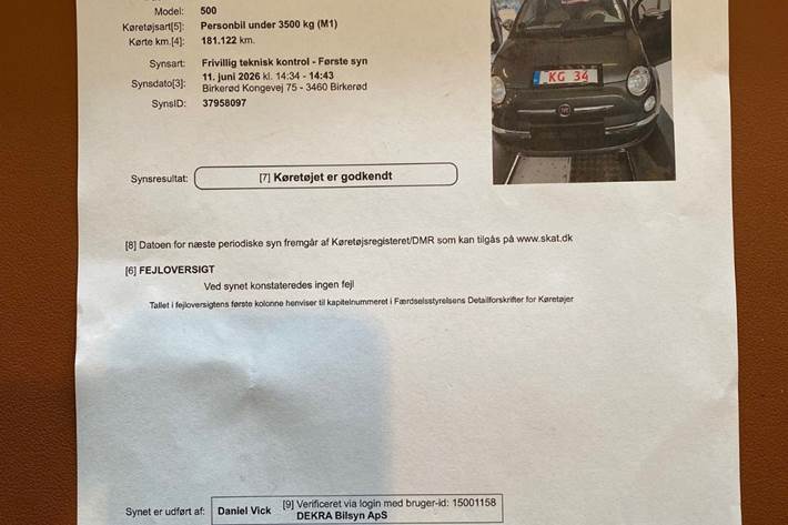 Grå Fiat 500 fra 2008