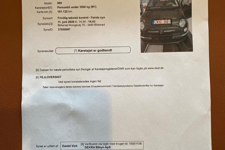 Grå Fiat 500 fra 2008