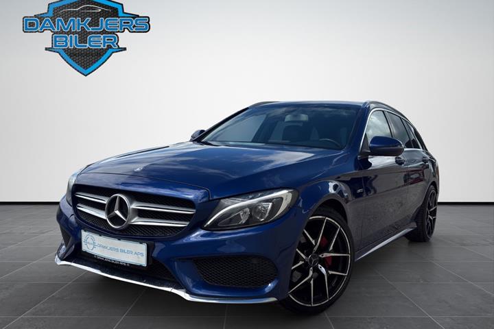 Blå Mercedes C200 d fra 2016 set udefra