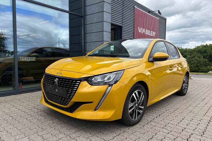 Gul Peugeot 208 fra 2020