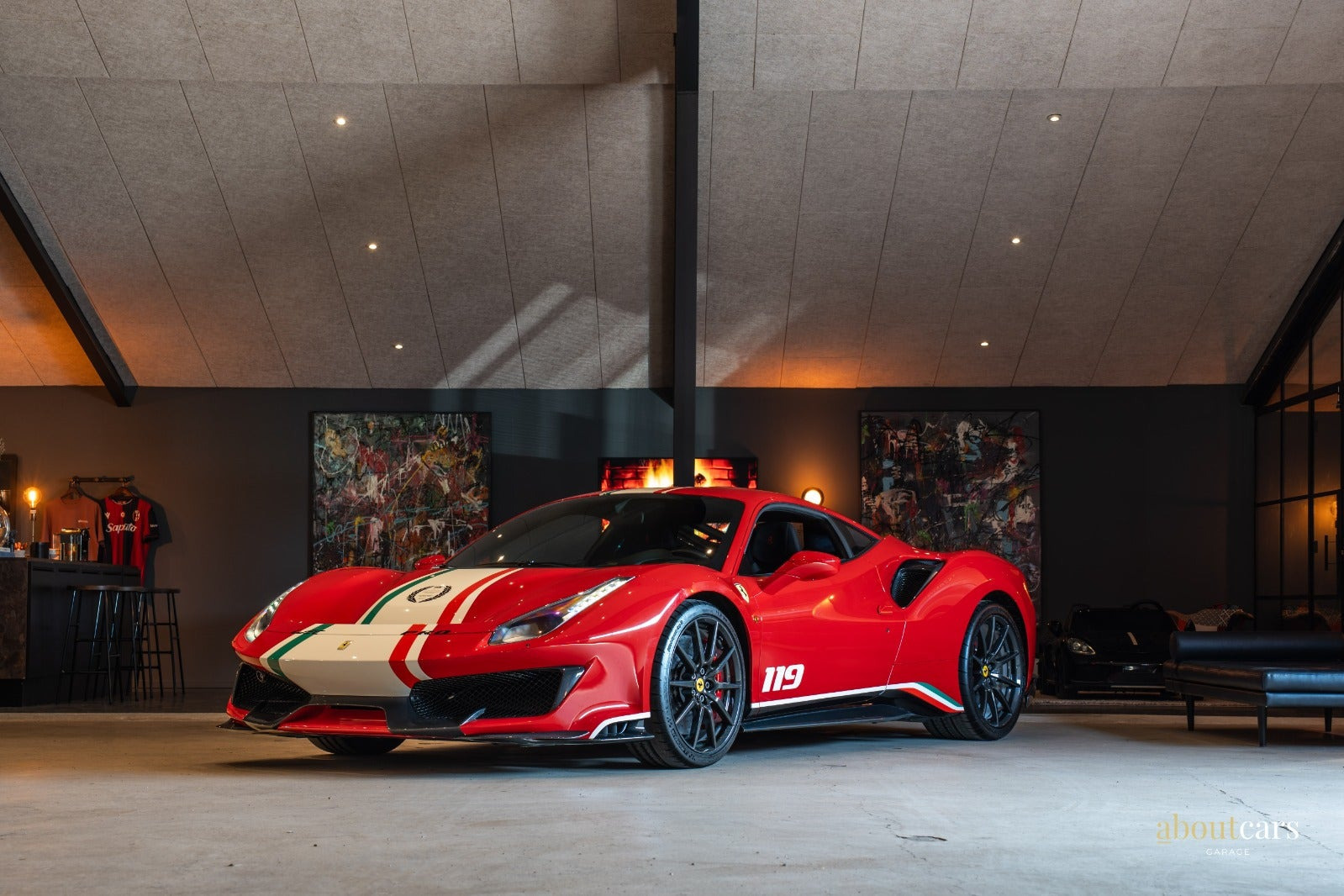 Rød Ferrari 488 Pista Piloti fra 2019