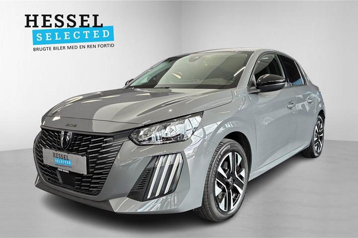 Grå Peugeot e-208 fra 2026 set udefra