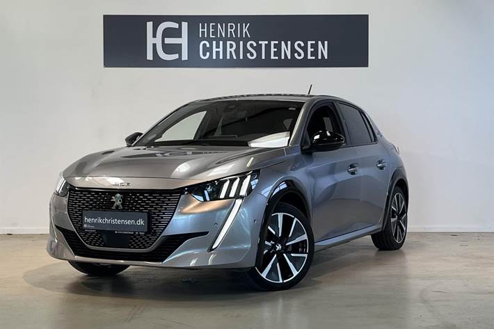Grå Peugeot e-208 fra 2023