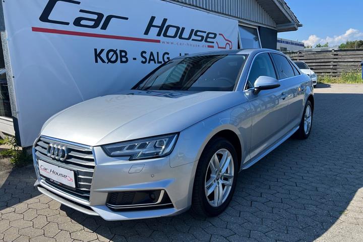 Sølv Audi A4 fra 2018 set udefra
