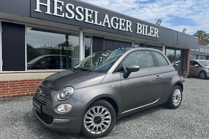 Grå Fiat 500 fra 2017 set udefra