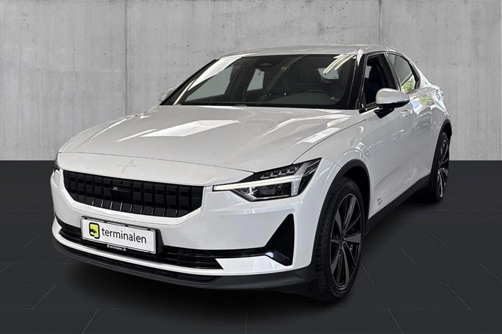 Hvid Polestar 2 fra 2022 set udefra
