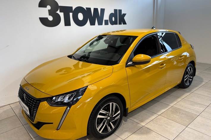 Gul Peugeot 208 fra 2021