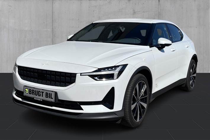 Hvid Polestar 2 fra 2023 set udefra