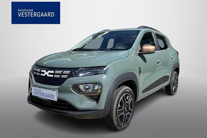Grøn Dacia Spring fra 2023 set udefra