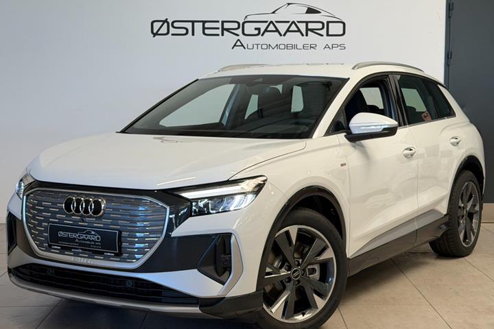 Hvid Audi Q4 e-tron fra 2026 set udefra