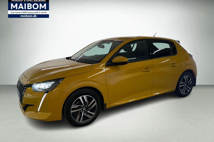 Gul Peugeot 208 fra 2021 set udefra