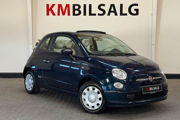 Blå Fiat 500C fra 2013