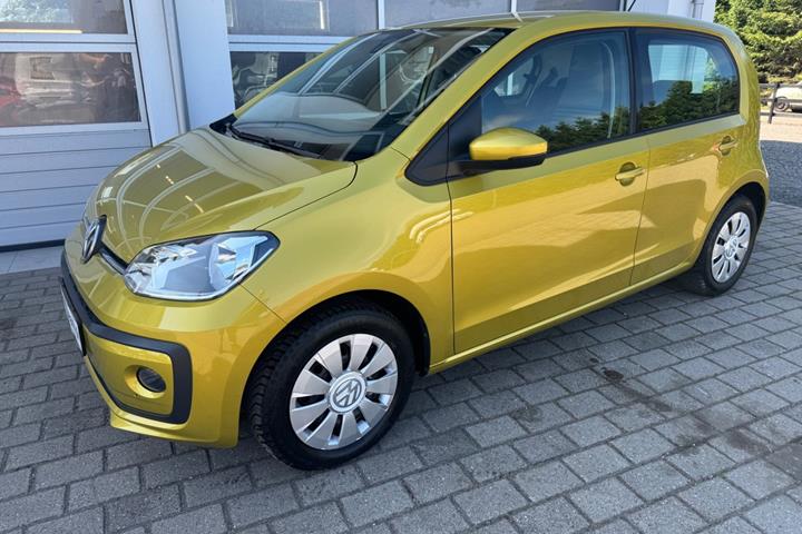 Gul VW UP! fra 2018 set udefra