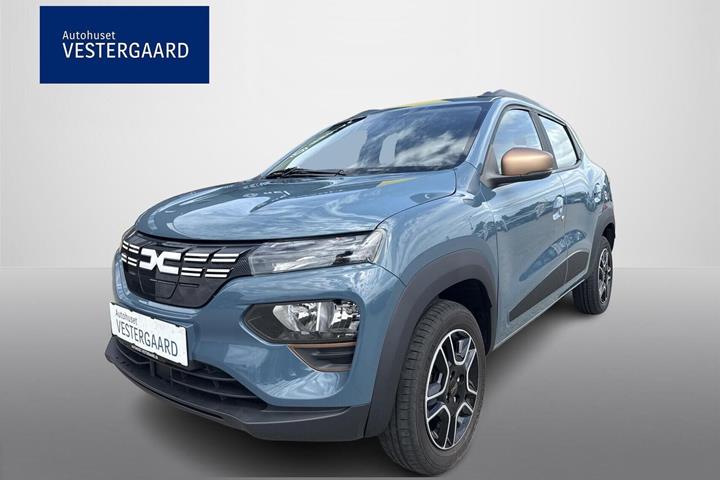 Blå Dacia Spring fra 2023 set udefra