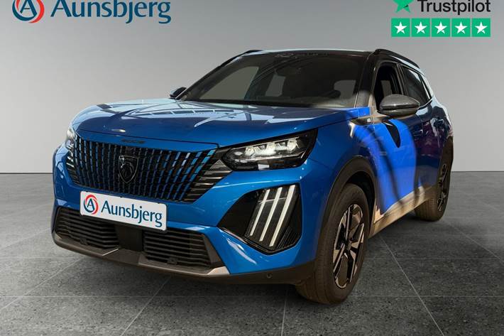 Blå Peugeot e-2008 fra 2025