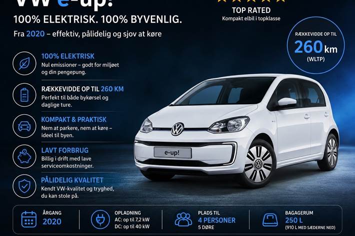 Blå VW E-UP! fra 2020