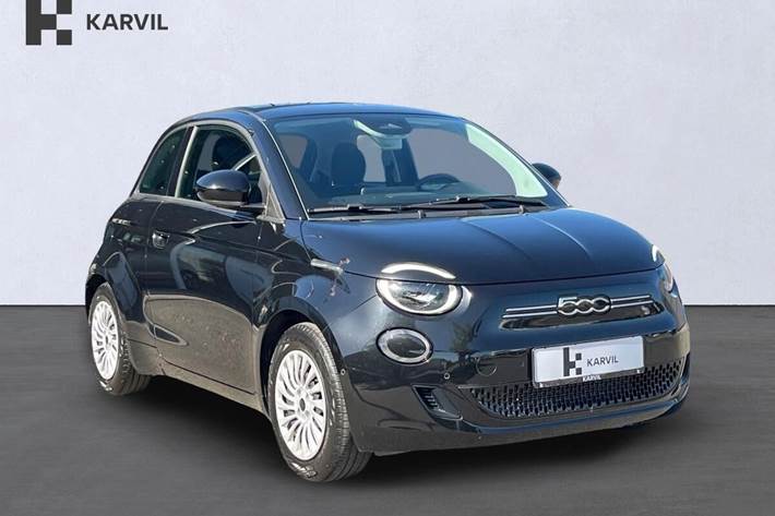 Sort Fiat 500e fra 2023 set udefra