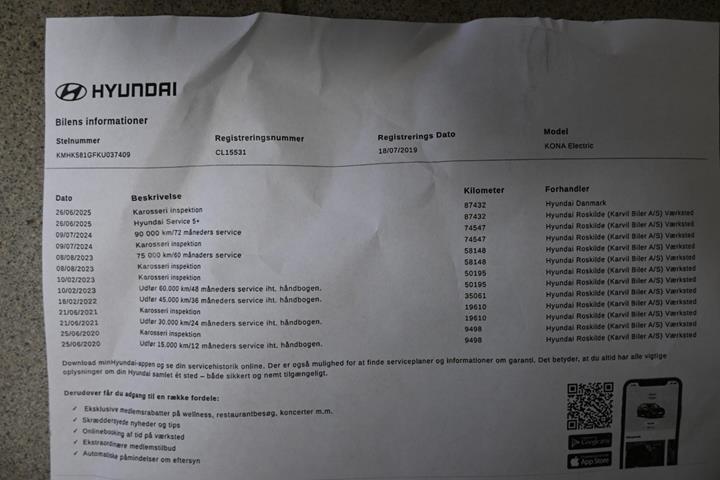 Gul Hyundai Kona fra 2018