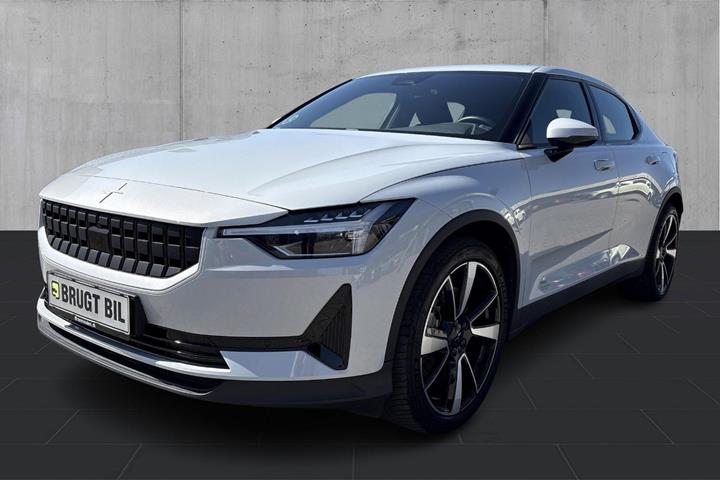 Hvid Polestar 2 fra 2023 set udefra