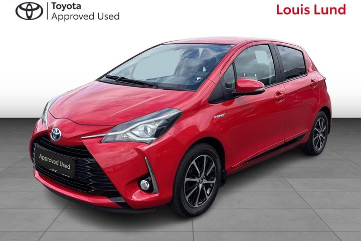 Rød Toyota Yaris fra 2020 set udefra