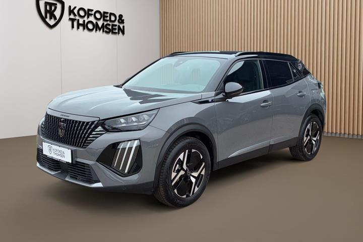Grå Peugeot e-2008 fra 2025 set udefra