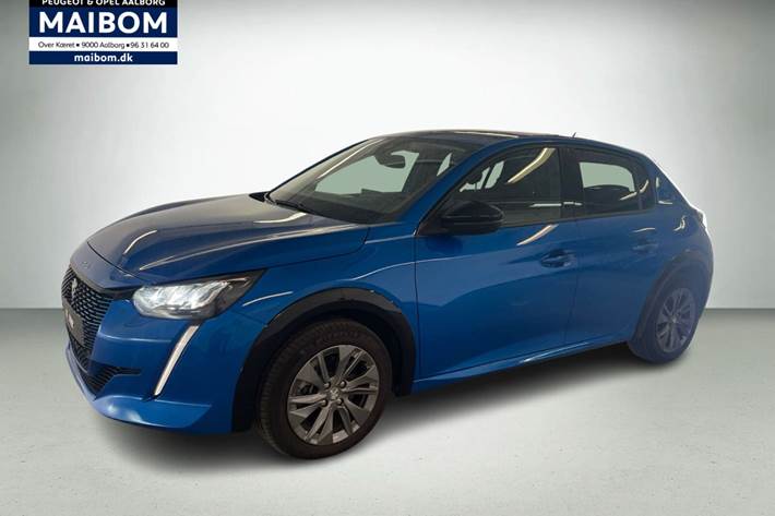 Blå Peugeot e-208 fra 2023