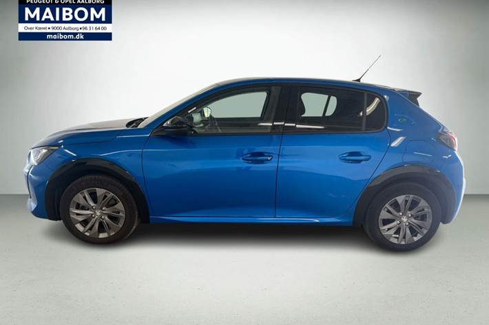 Blå Peugeot e-208 fra 2023