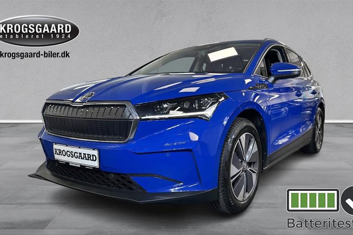 Blå Skoda Enyaq fra 2021 set udefra