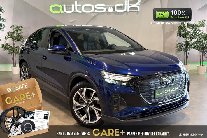 Blå Audi Q4 e-tron fra 2024